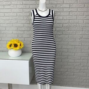 MICHAEL Michael Kors Women Stripped Knit Sleeveless Midi Bodycon Dress Size S